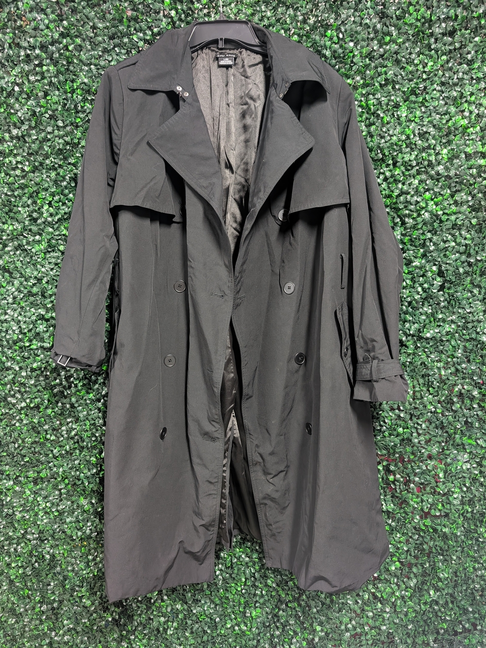 City Chic Black Double-Breasted Trench Coat
